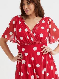Scarlett & Jo Victoria Polka Dot Midi Dress - view 2, Red