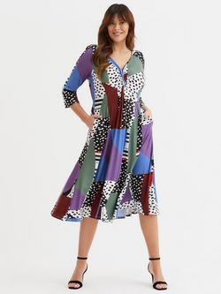 Scarlett & Jo Claudia Abstract Print Dress, Cream/Multi, Cream/Multi