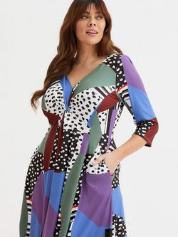 Scarlett & Jo Claudia Abstract Print Dress, Cream/Multi - view 2, Cream/Multi