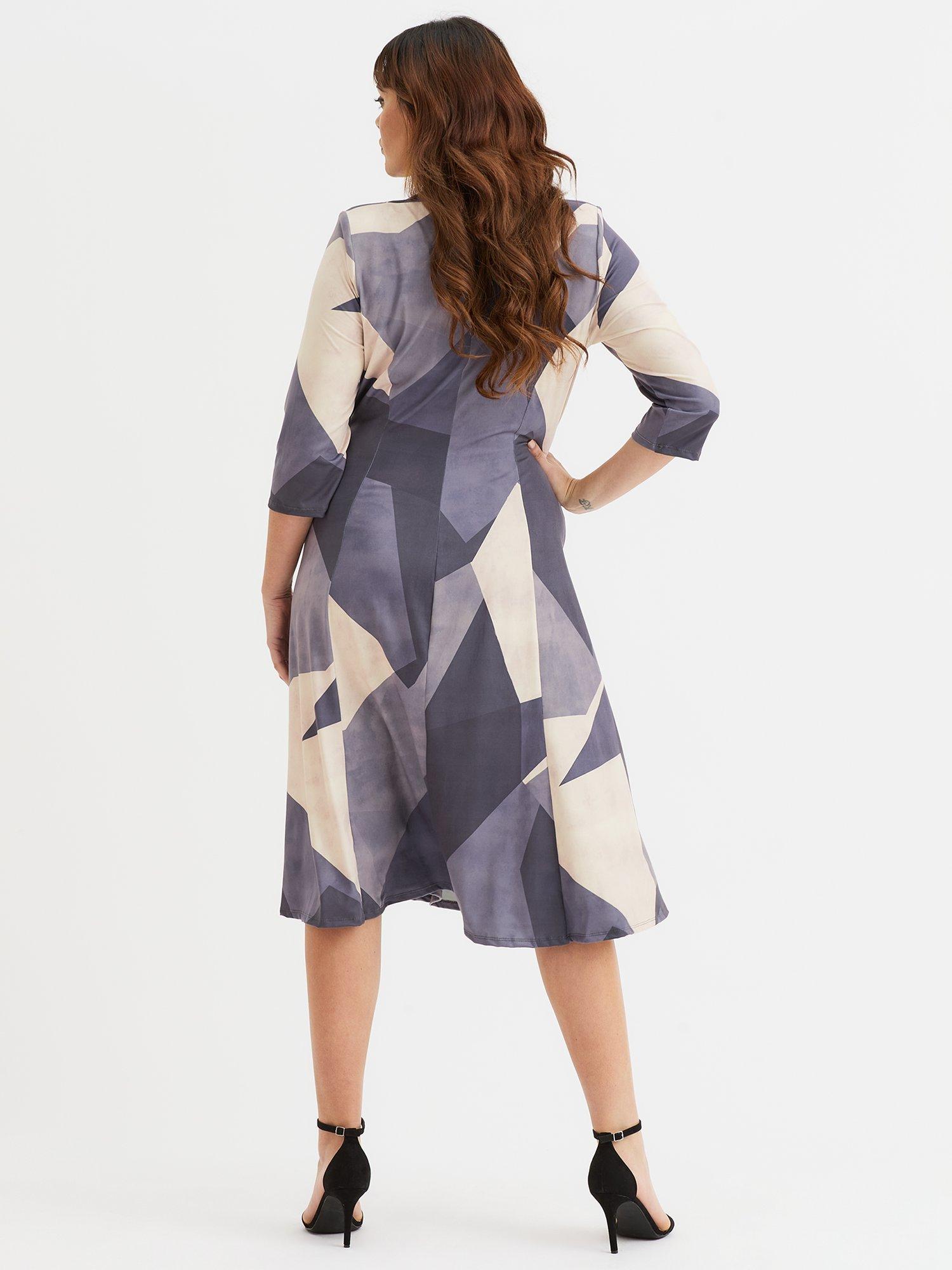 Product image 4 of 4, which shows Scarlett & Jo Claudia Abstract Print Dress, Grey Mushroom, 12