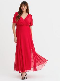 Scarlett & Jo Isabelle Float Sleeve Maxi Dress, Solid Red