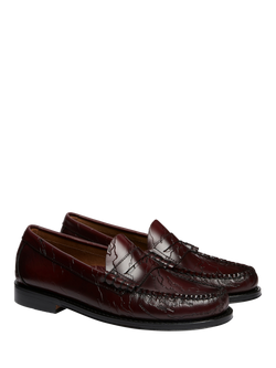 G.H.BASS Larson Camouflage Leather Loafers, Wine Lthr - view 2, Wine Lthr