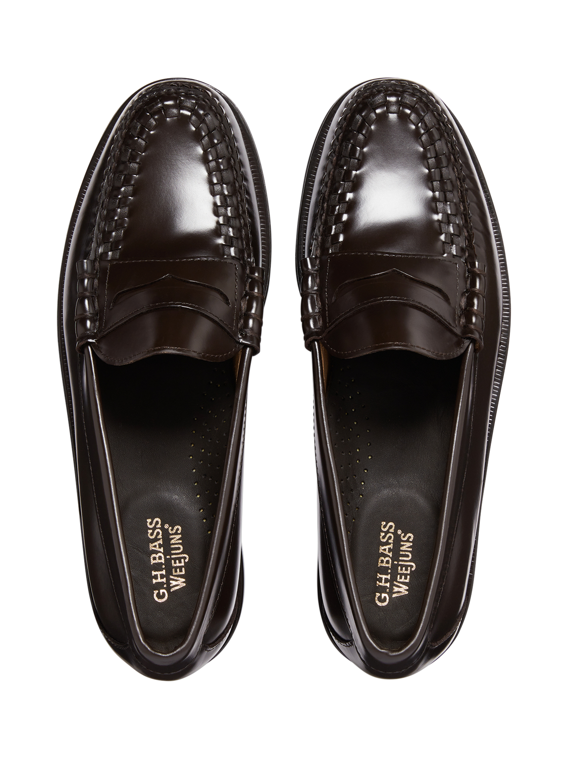 G.H.BASS Larson Weave Leather Loafers, Chocolate Lthr