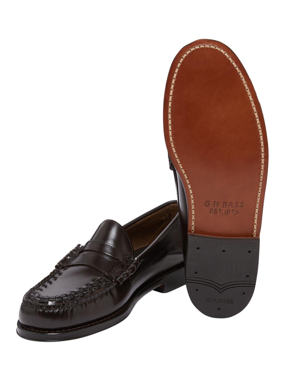 G.H.BASS Larson Weave Leather Loafers, Chocolate Lthr