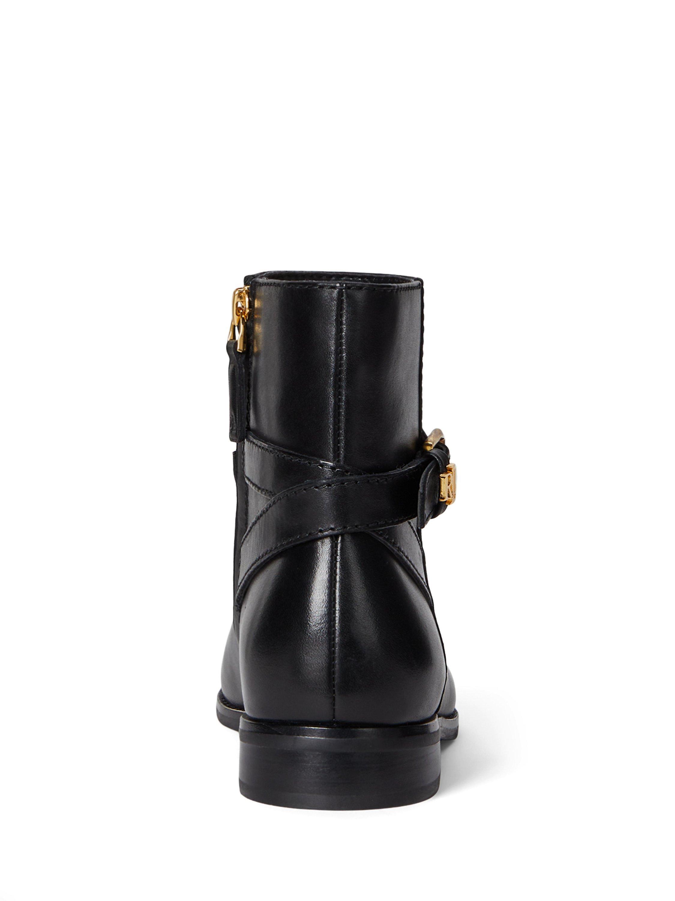 Product image 3 of 4, which shows Lauren Ralph Lauren Brooke Leather Ankle Boots, Black, 3