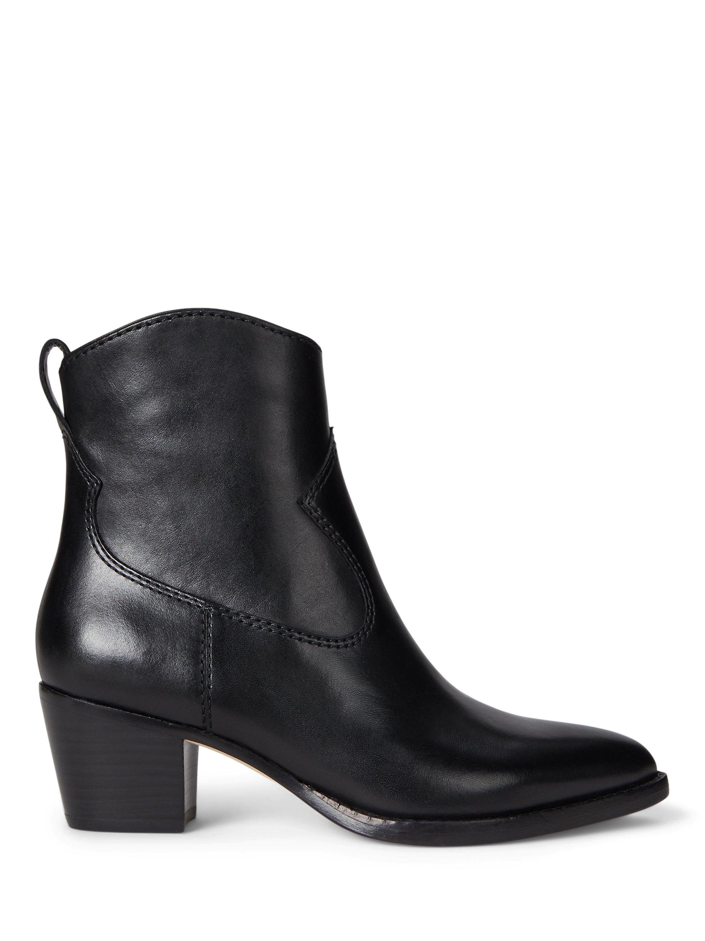 Product image 1 of 4, which shows Lauren Ralph Lauren Harpher Leather Boots, Black, 8