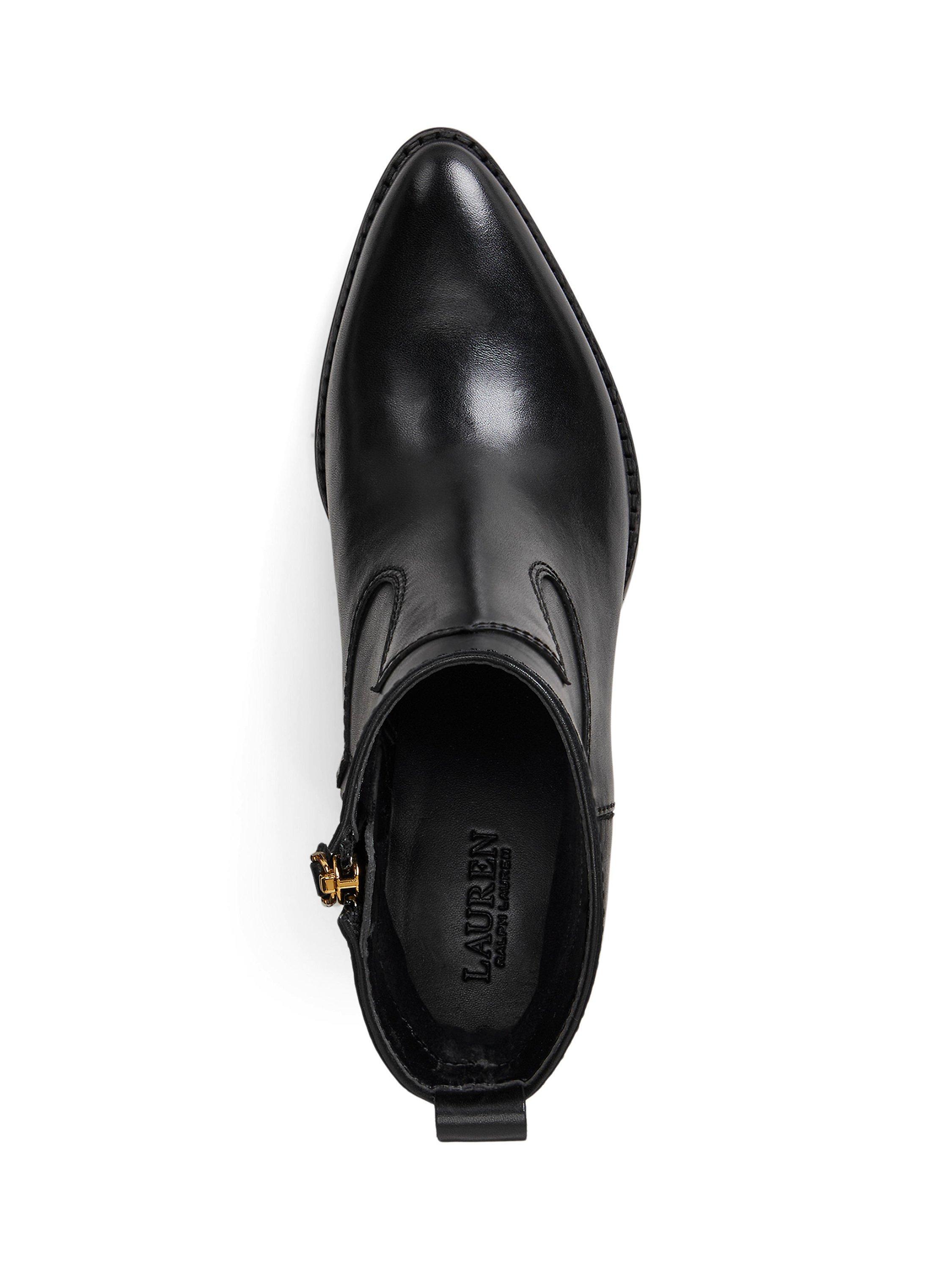 Product image 3 of 4, which shows Lauren Ralph Lauren Harpher Leather Boots, Black, 8