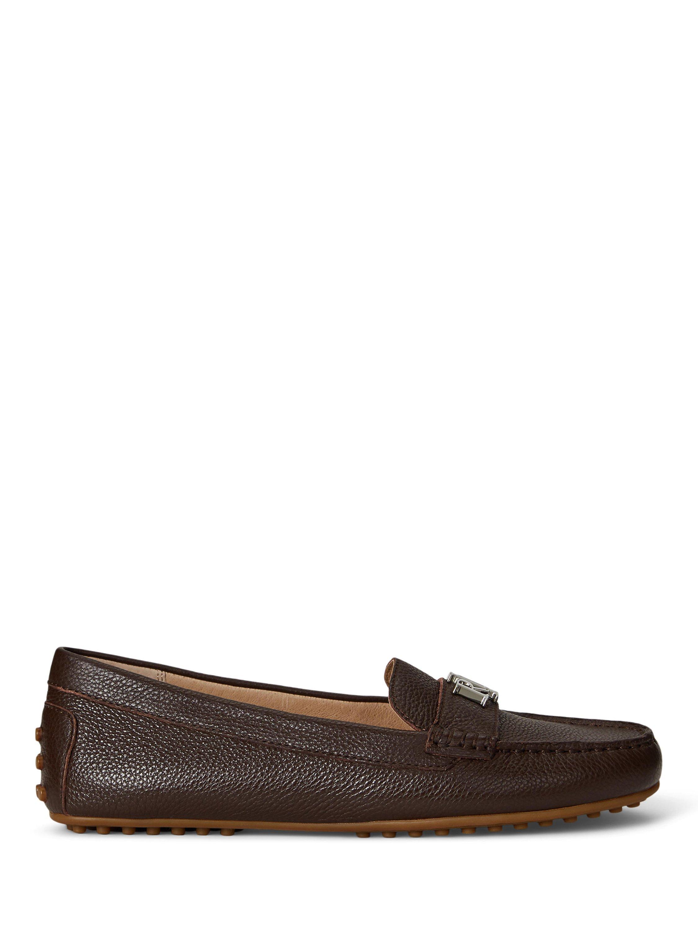 Product image 1 of 4, which shows Lauren Ralph Lauren Barnsbury Leather Driving Shoes, Dark Brown, 3
