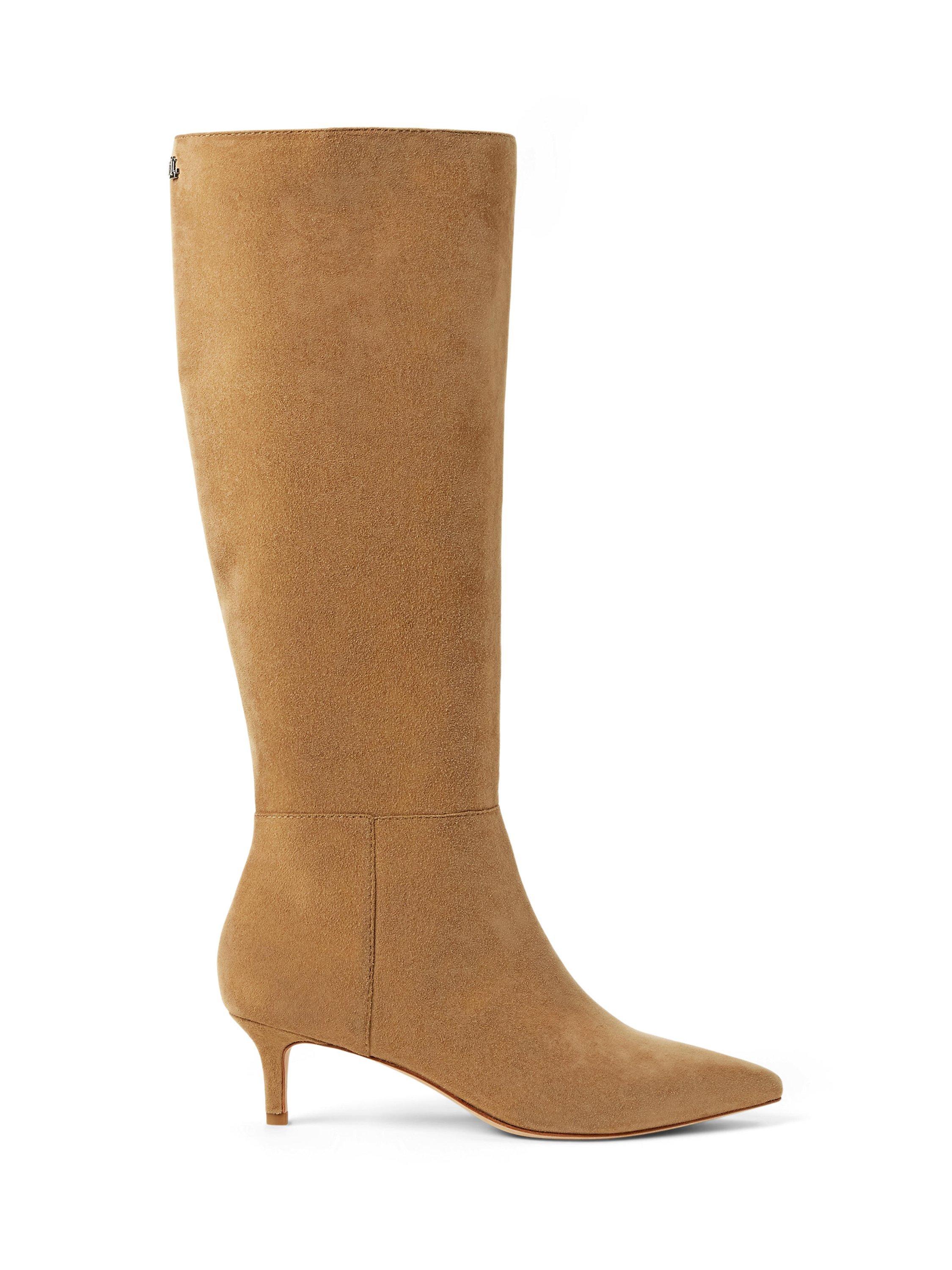 Product image 1 of 3, which shows Lauren Ralph Lauren McKay Suede Knee High Boots, Camel, 3