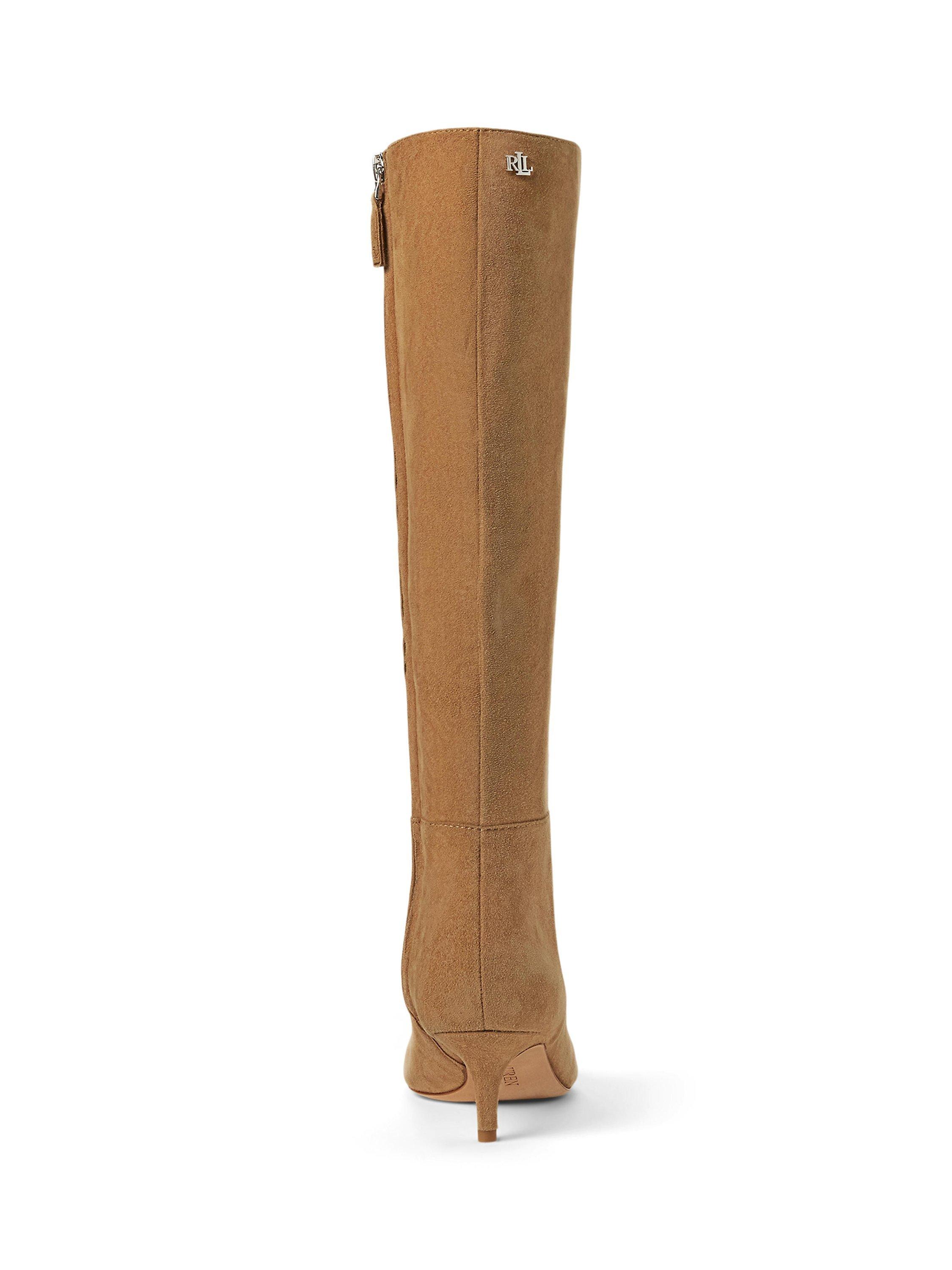 Product image 3 of 3, which shows Lauren Ralph Lauren McKay Suede Knee High Boots, Camel, 3