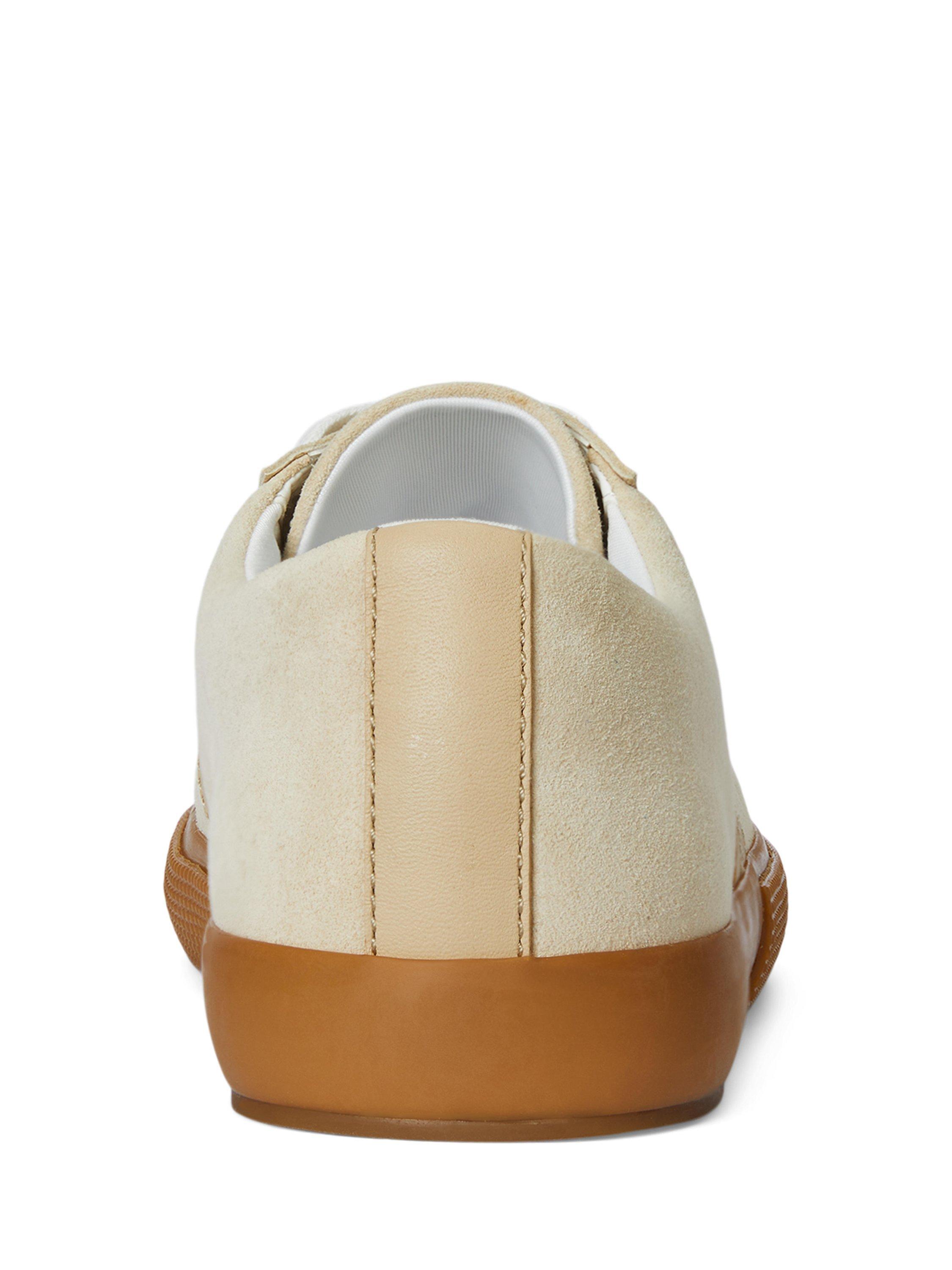 Product image 5 of 5, which shows Lauren Ralph Lauren Janson Leather Suede Trainers, Sand, 3