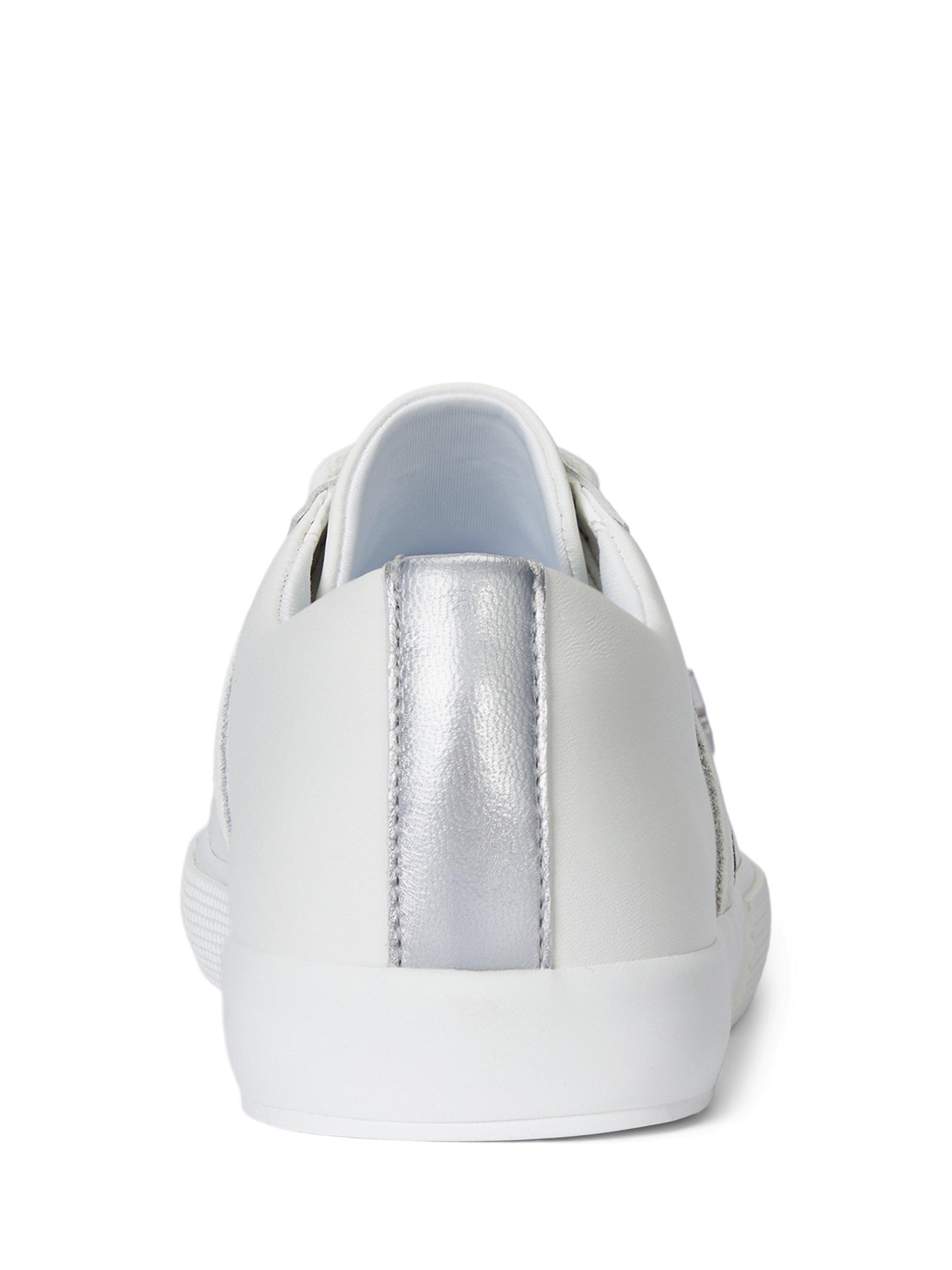 Product image 4 of 4, which shows Lauren Ralph Lauren Janson Leather Trainers, White/Silver, 3