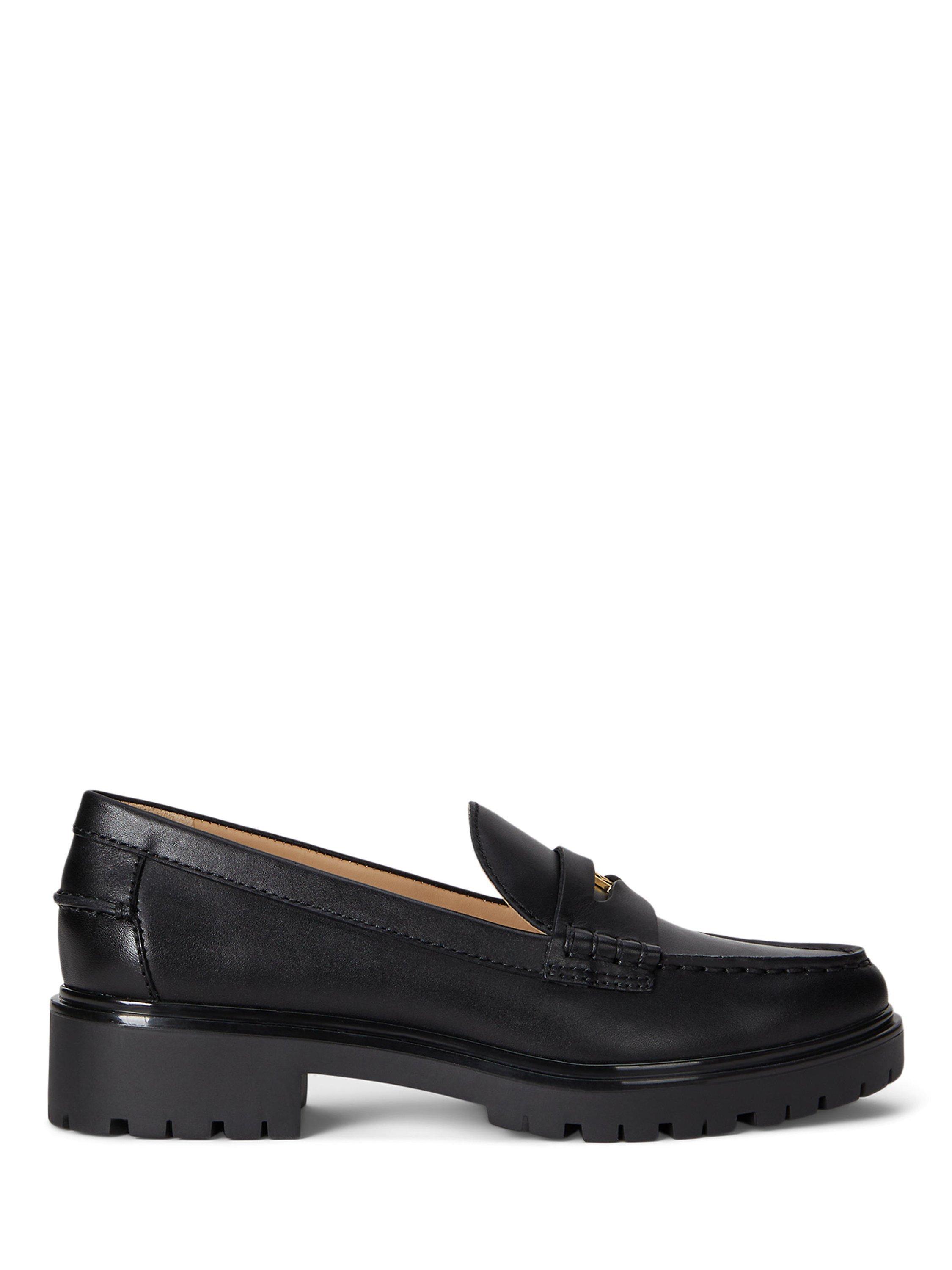 Product image 1 of 4, which shows Lauren Ralph Lauren Marli Leather Loafers, Black, 3