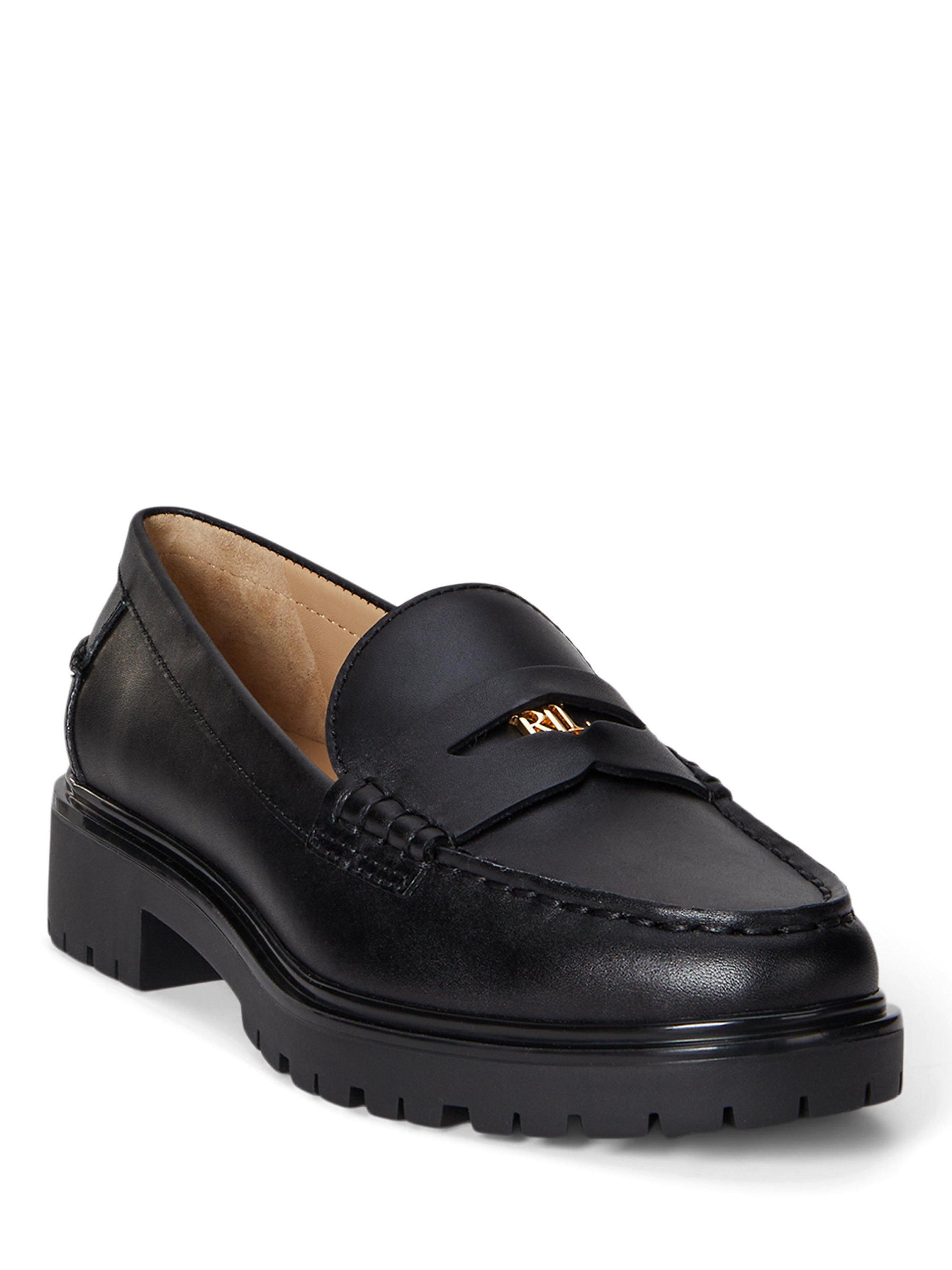 Product image 2 of 4, which shows Lauren Ralph Lauren Marli Leather Loafers, Black, 3