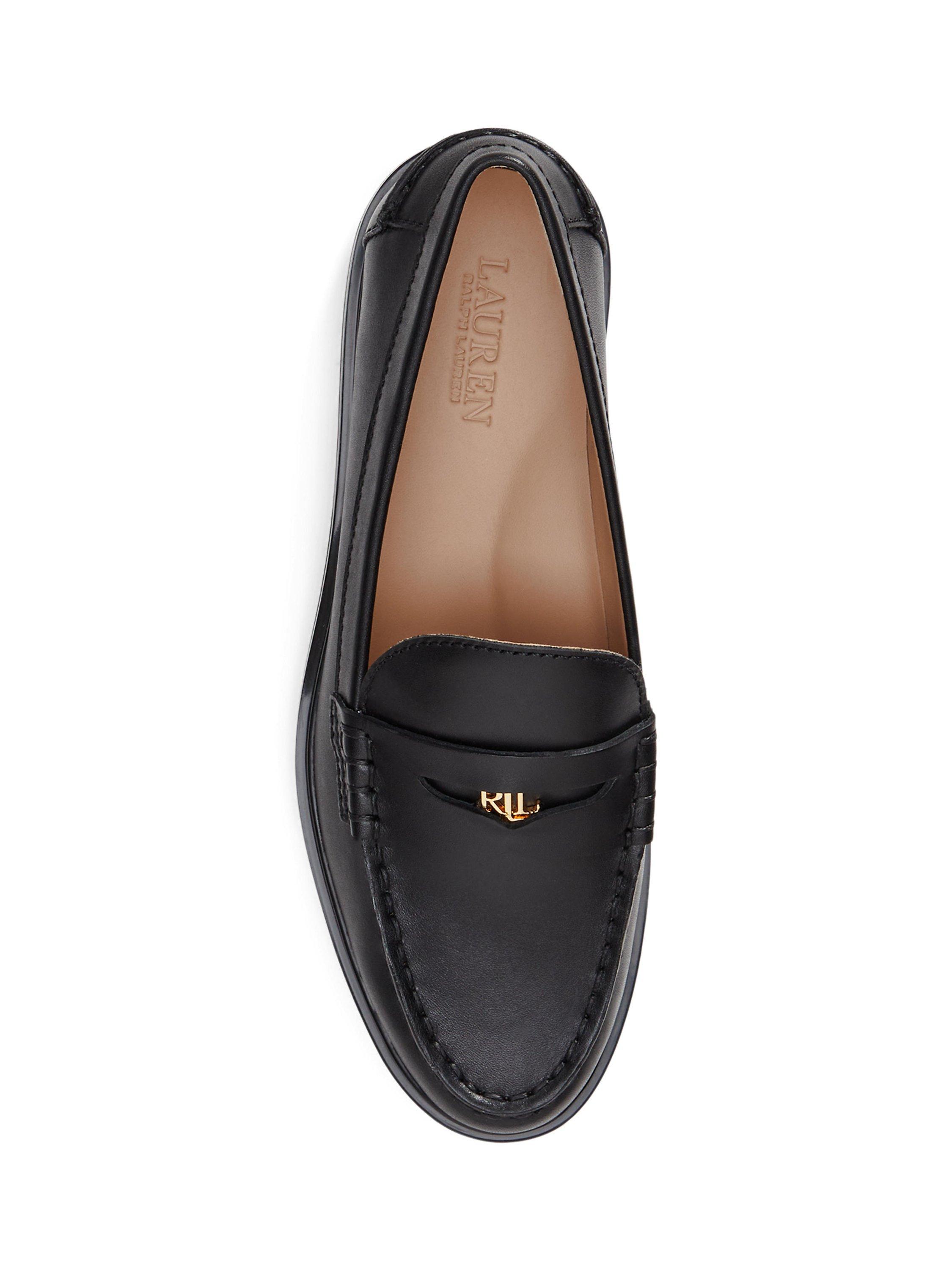 Product image 3 of 4, which shows Lauren Ralph Lauren Marli Leather Loafers, Black, 3
