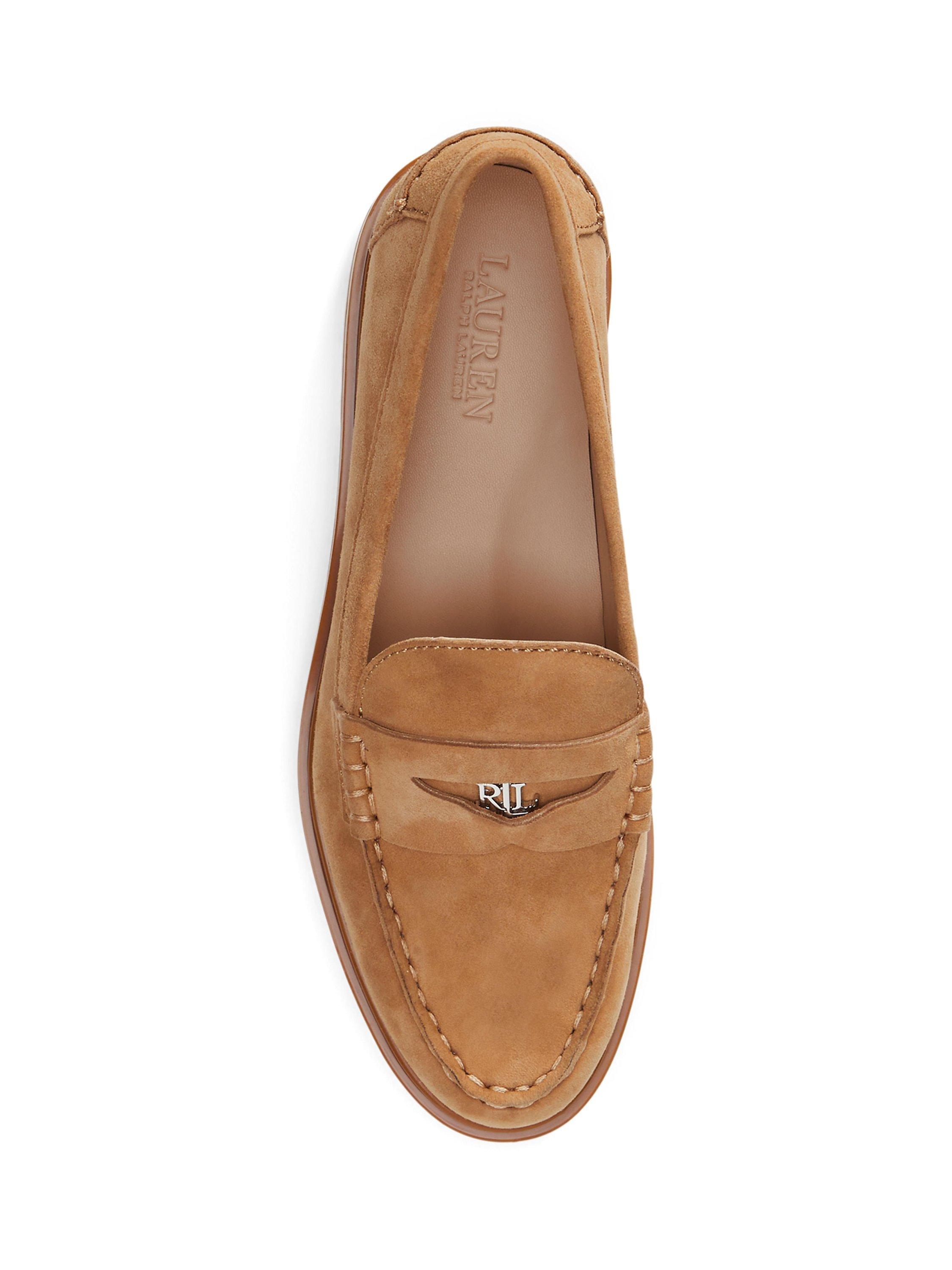 Product image 3 of 4, which shows Lauren Ralph Lauren Marli Suede Loafers, Camel, 3