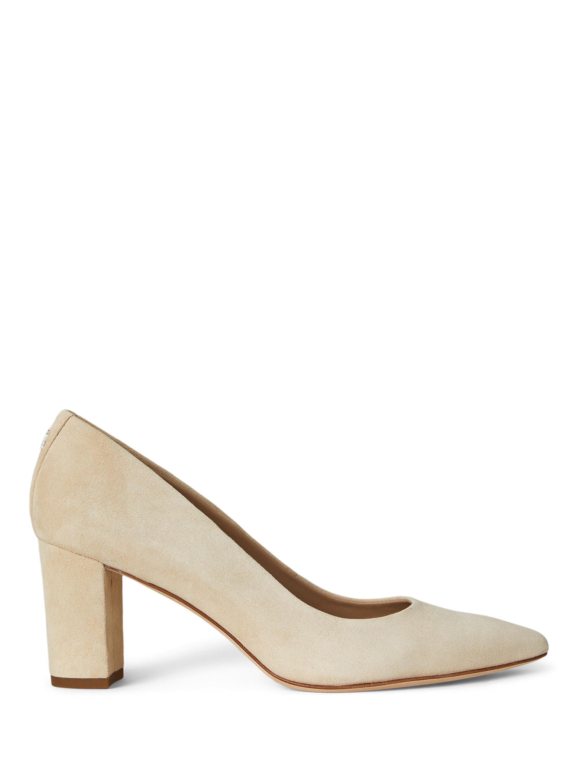 Product image 1 of 4, which shows Lauren Ralph Lauren Lanette Suede Court Shoes, Sanddune, 3