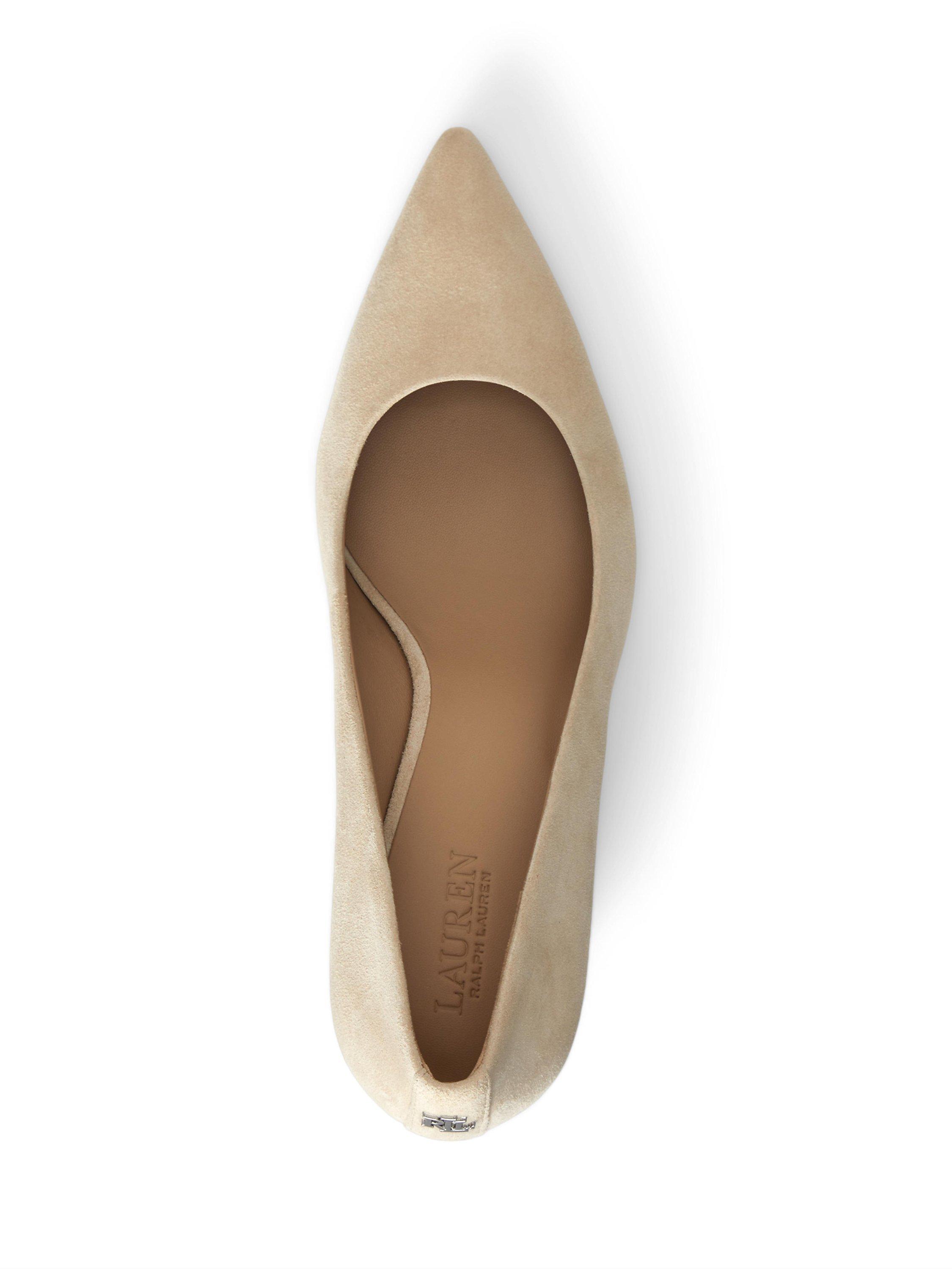 Product image 3 of 4, which shows Lauren Ralph Lauren Lanette Suede Court Shoes, Sanddune, 3