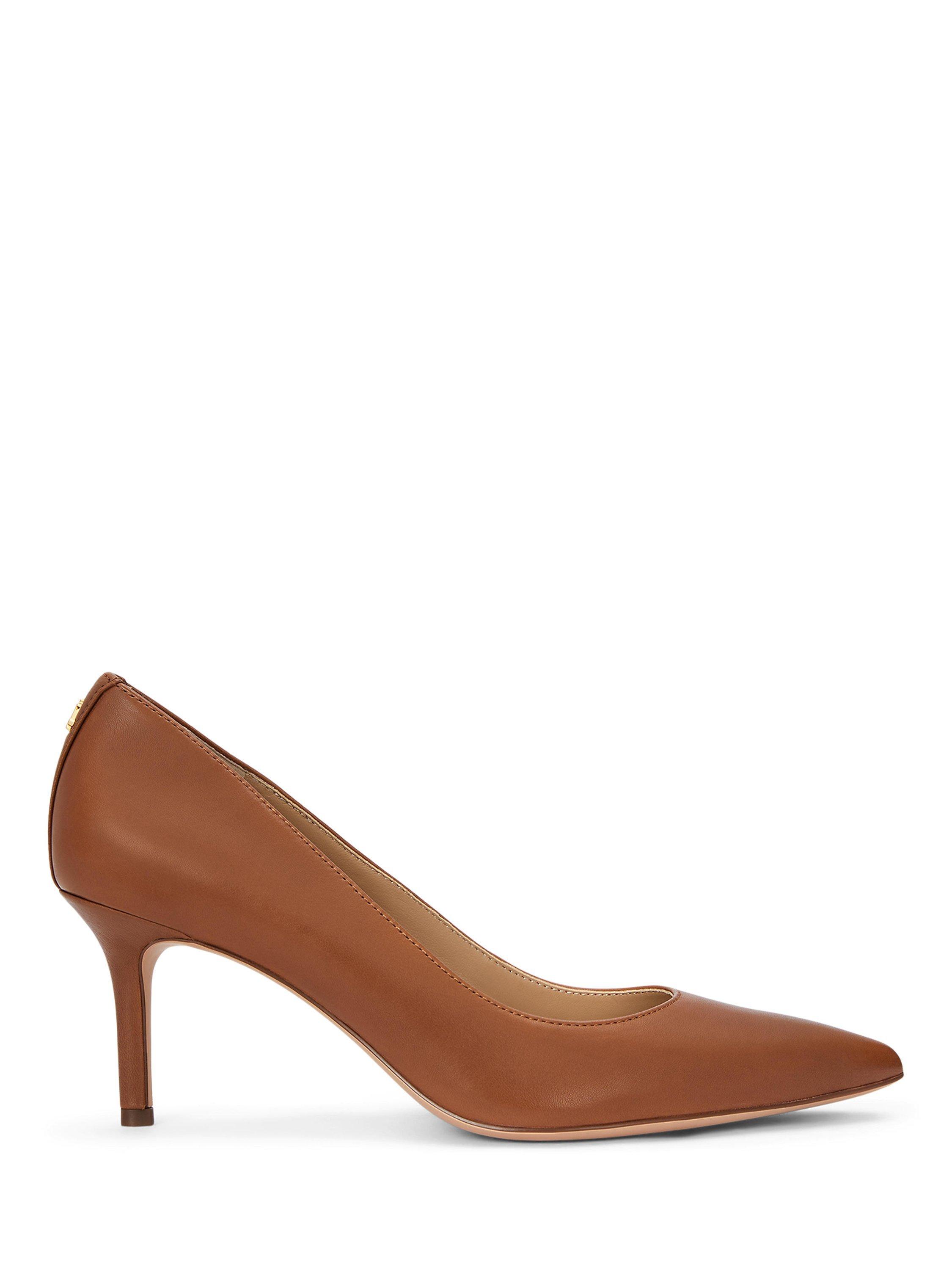 Product image 1 of 4, which shows Lauren Ralph Lauren Lanette Leather Court Shoes, Tan, 3