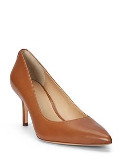 Lauren Ralph Lauren Lanette Leather Pointed Toe Stiletto Court Shoes - view 2, Tan
