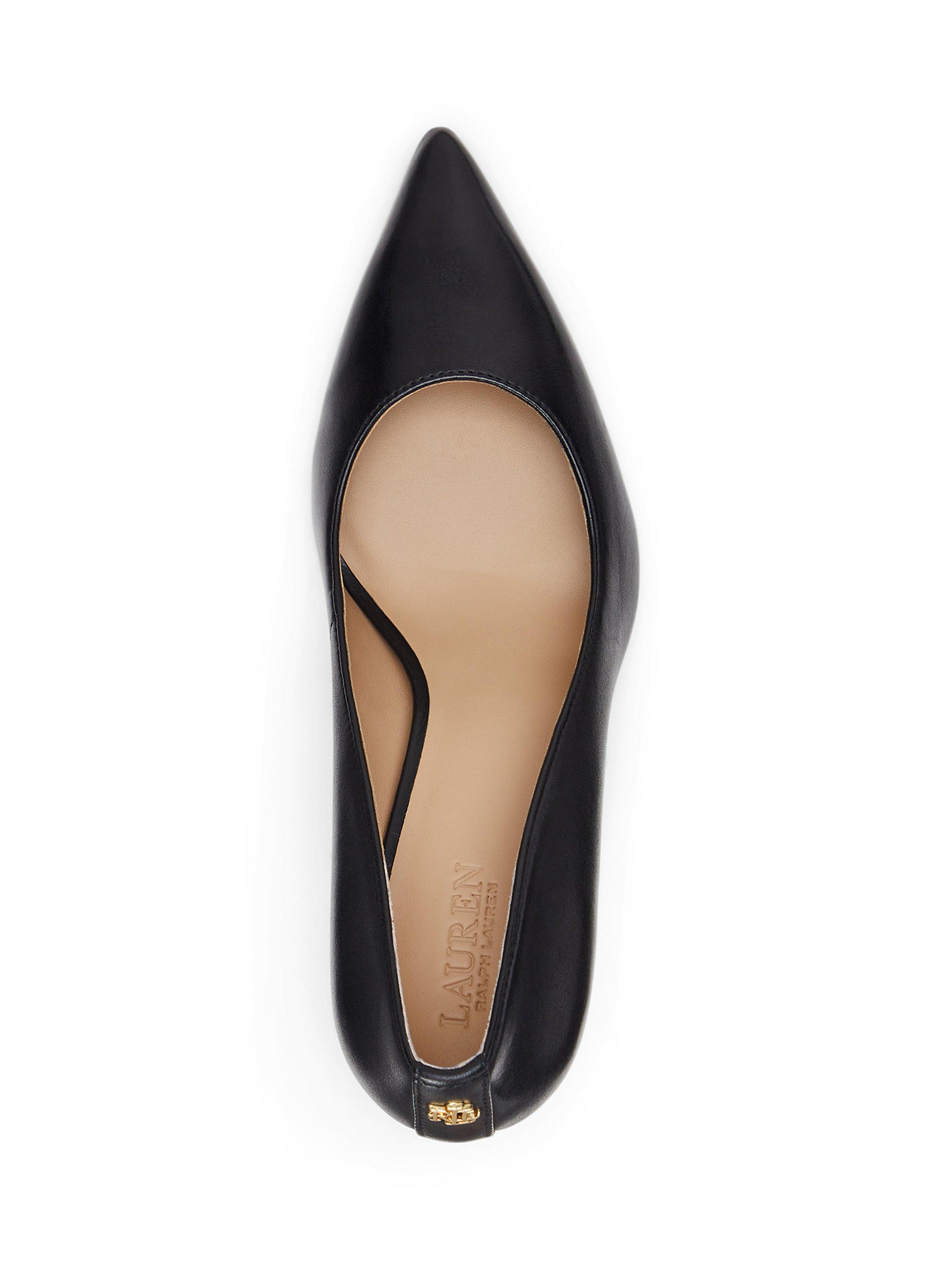 Product image 3 of 4, which shows Lauren Ralph Lauren Lanette Leather Pointed Toe Stiletto Court Shoes, Black, 3