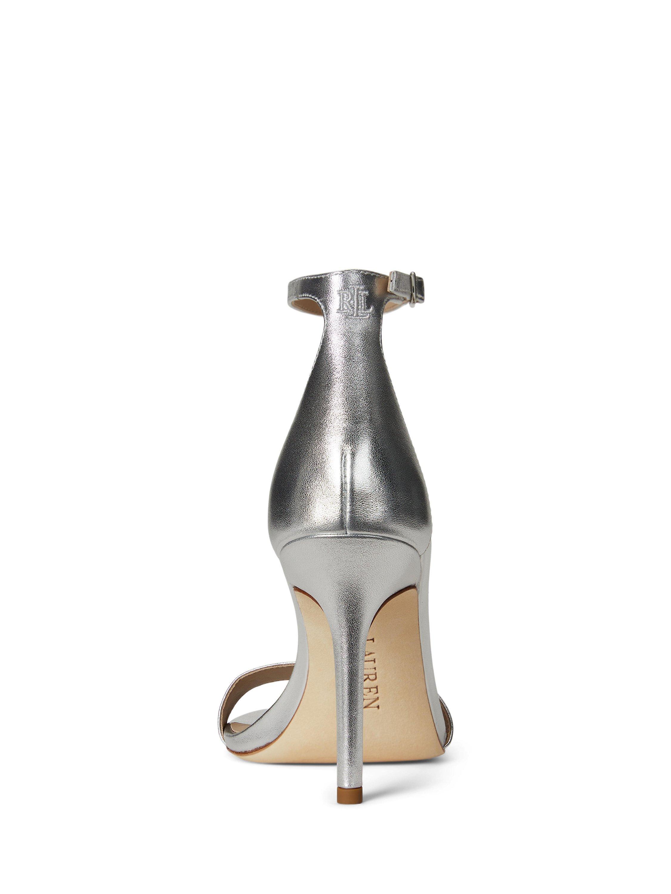 Product image 4 of 4, which shows Lauren Ralph Lauren Allie Leather Sandals, Silver, 3