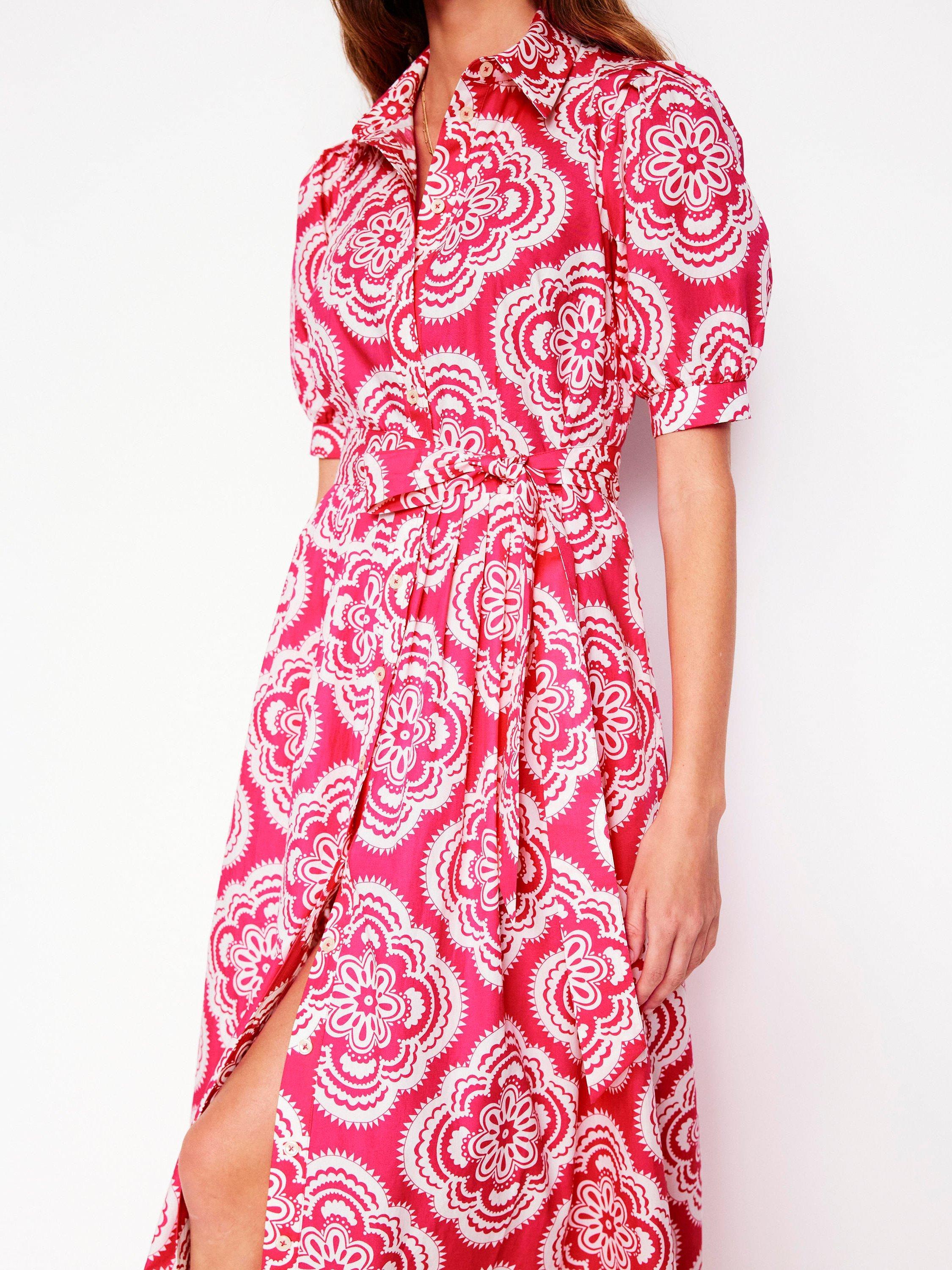 Product image 2 of 5, which shows Boden Alexa Cotton Abstract Floral Maxi Shirt Dress, Botanic Blush, 10