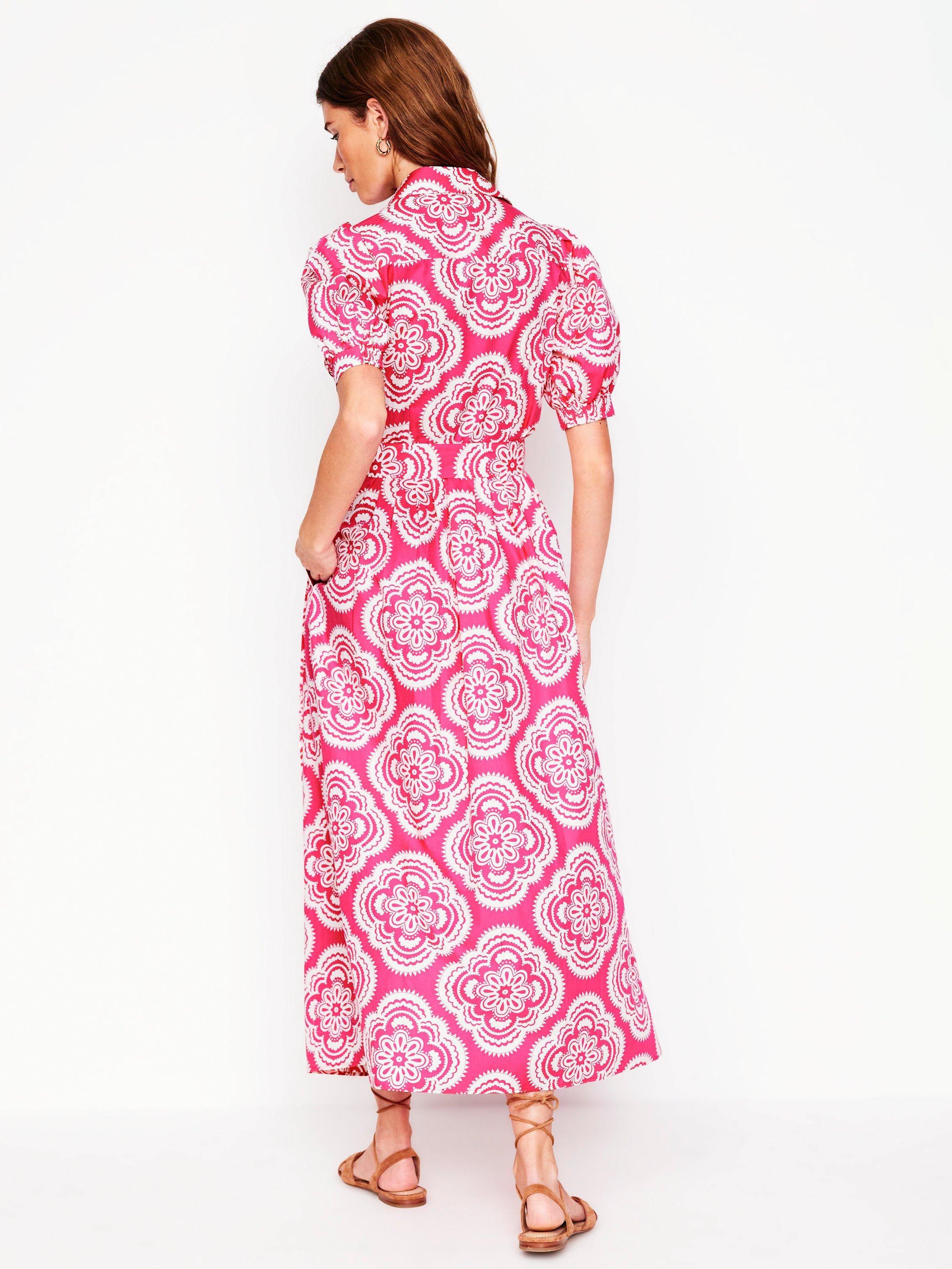 Product image 3 of 5, which shows Boden Alexa Cotton Abstract Floral Maxi Shirt Dress, Botanic Blush, 10
