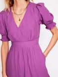 Boden Anna Cotton Shirred Short Sleeved Dress, Foxglove