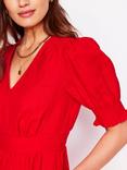 Boden Anna Linen Tiered Midi Dress, Poppy Red