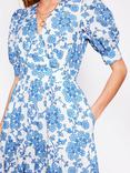 Boden Bella Cotton Puff Sleeve Floral Print Maxi Dress, Ivory/Yarrow
