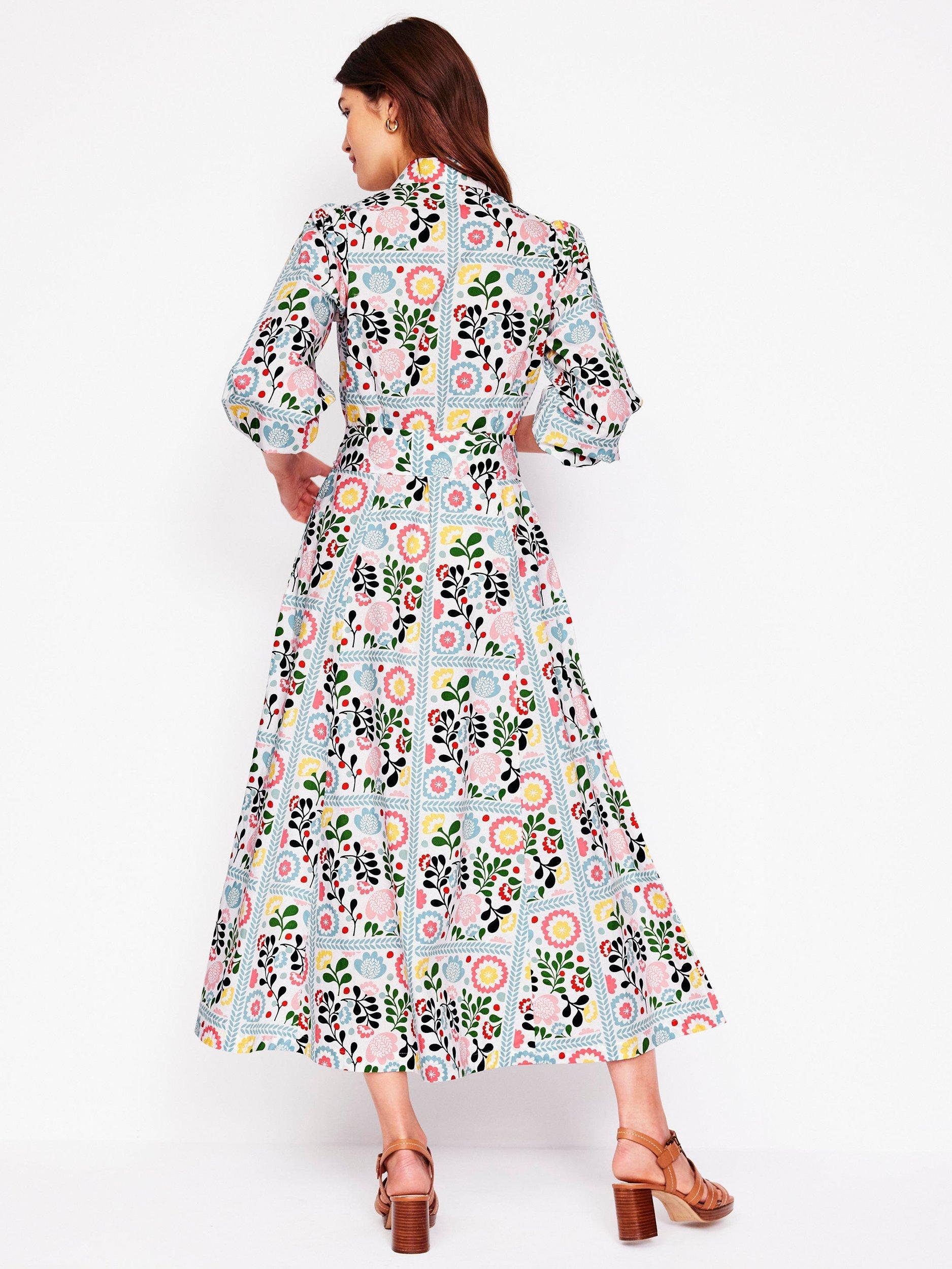 Product image 3 of 5, which shows Boden Clara Cotton Floral Print Shirt Dress, Multi, 14