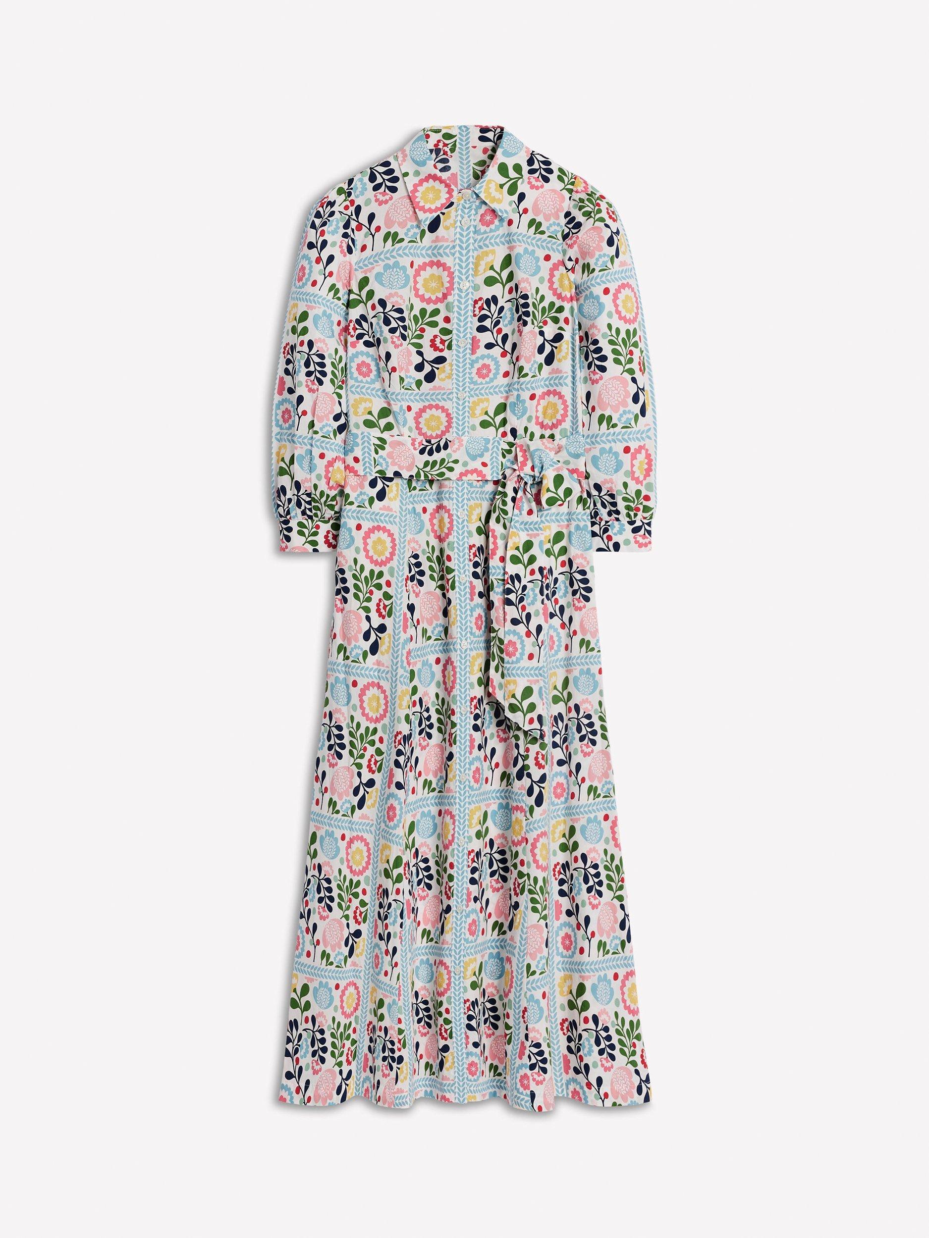 Product image 5 of 5, which shows Boden Clara Cotton Floral Print Shirt Dress, Multi, 14