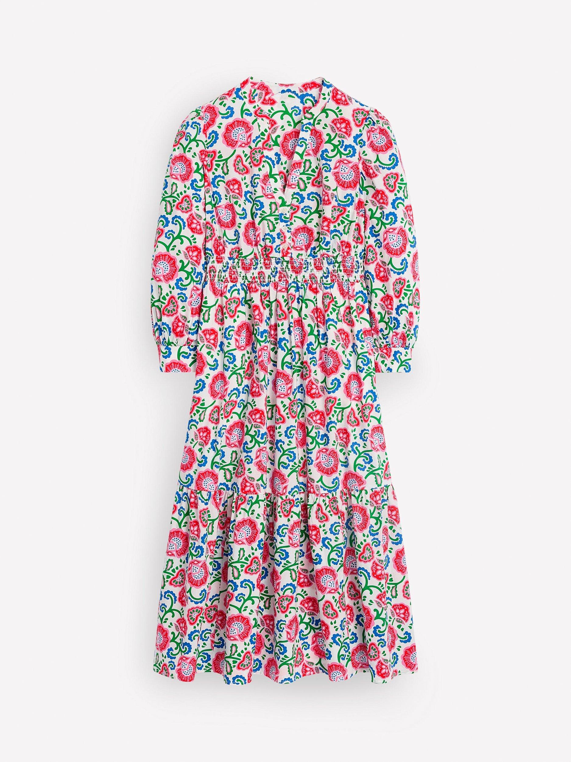 Product image 5 of 5, which shows Boden Elena Floral Tiered Cotton Midi Dress, Ivory/Garden Vine, 8