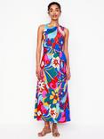 Boden Floral Tie Waist Sleeveless Mixed Blend Trapeze Dress