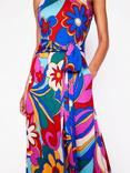Boden Floral Tie Waist Sleeveless Mixed Blend Trapeze Dress