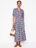 Boden Lily Floral Jersey Midi Dress, Blue/Botanic Blush