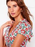 Boden Nicola Floral Jersey Tea Dress, Ivory/Multi