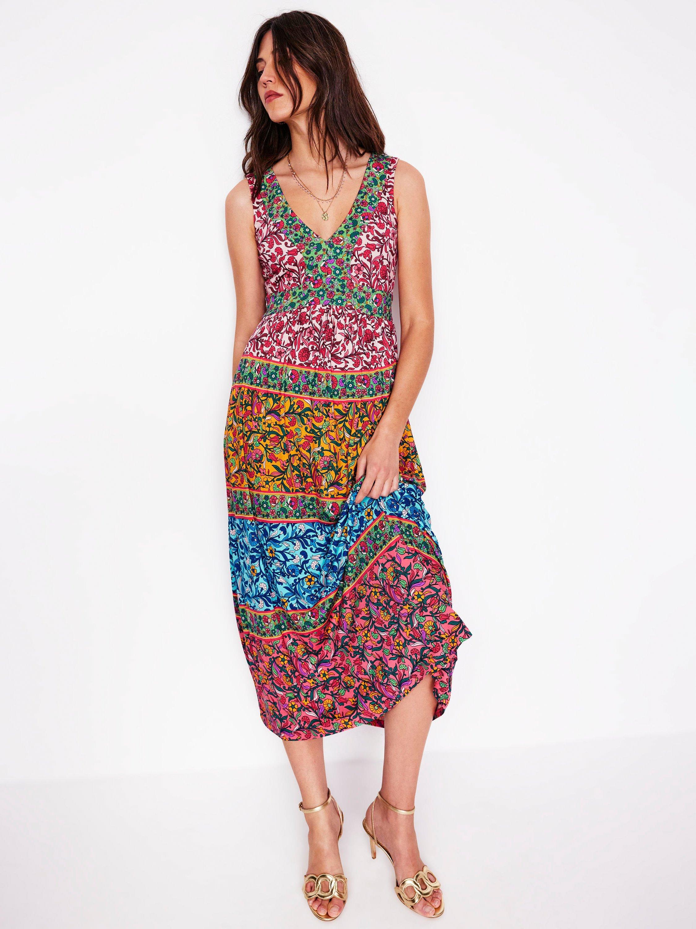 Product image 1 of 5, which shows Boden Olympia Stripe Jersey Maxi Dress, Multi, 8