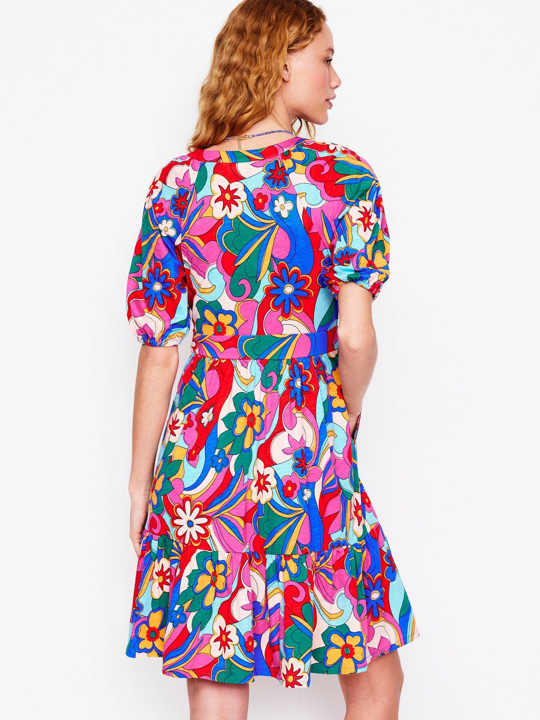 Product image 3 of 5, which shows Boden Piper Abstract Jersey Dress, Multi, 8