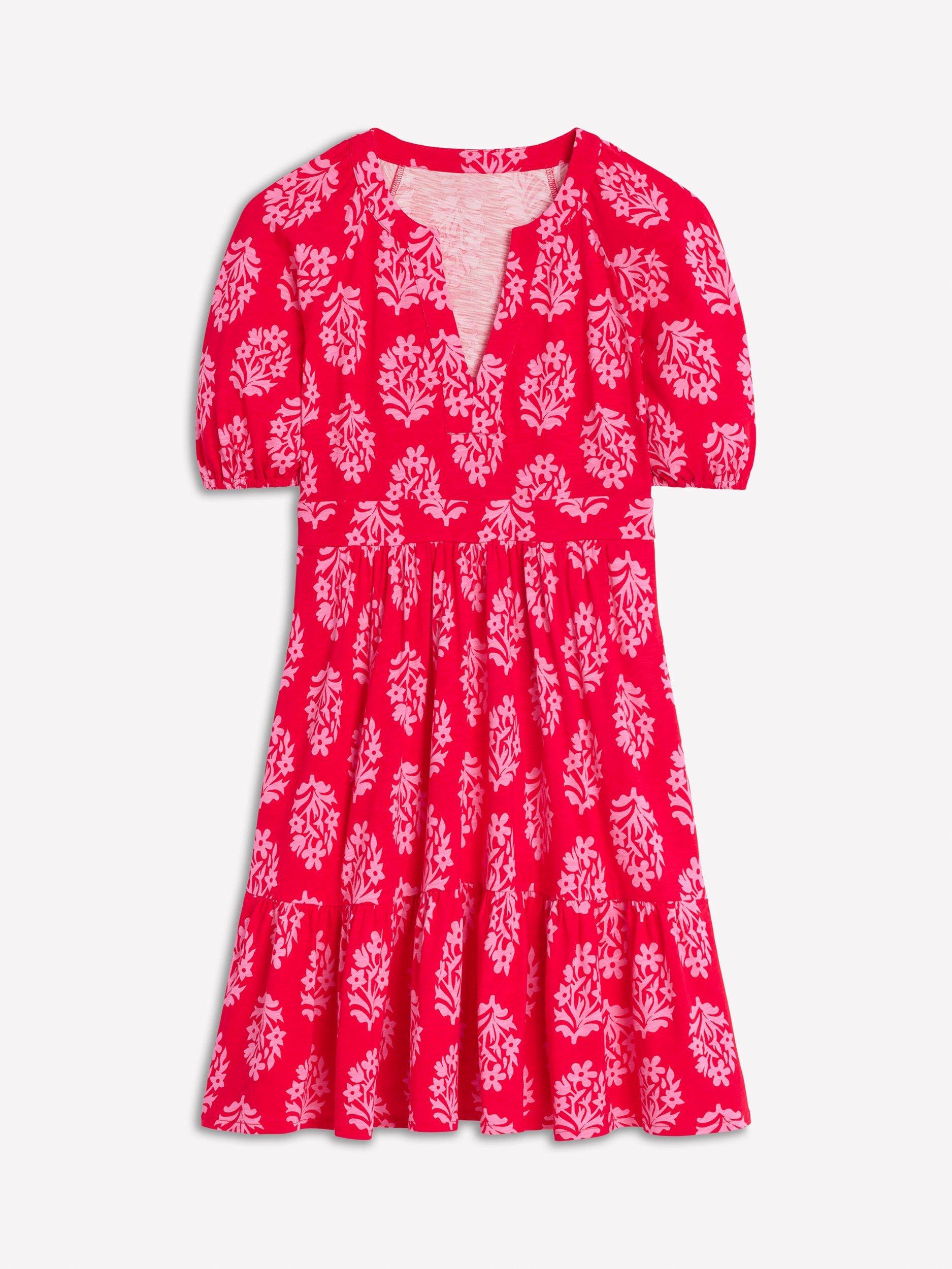 Product image 5 of 5, which shows Boden Piper Floral Jersey Dress, Red/Multi, 8