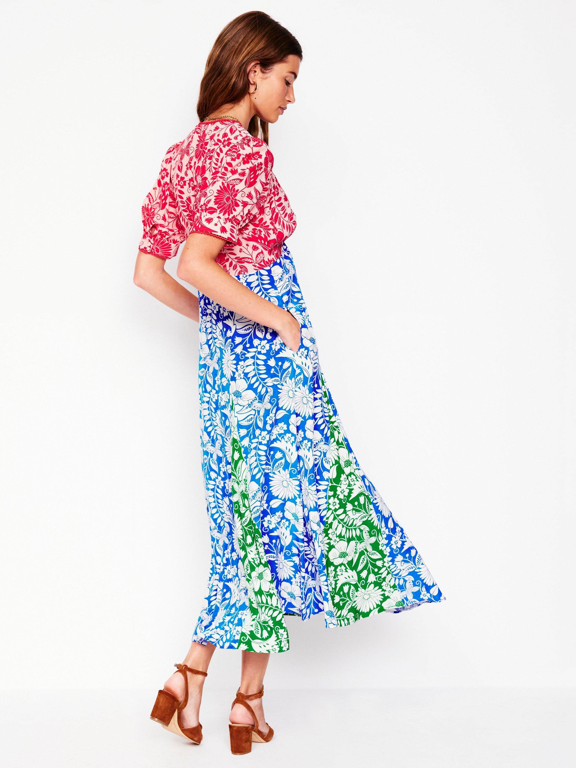 Product image 3 of 5, which shows Boden Rosie Godet Floral Print Tea Dress, Multi, 8