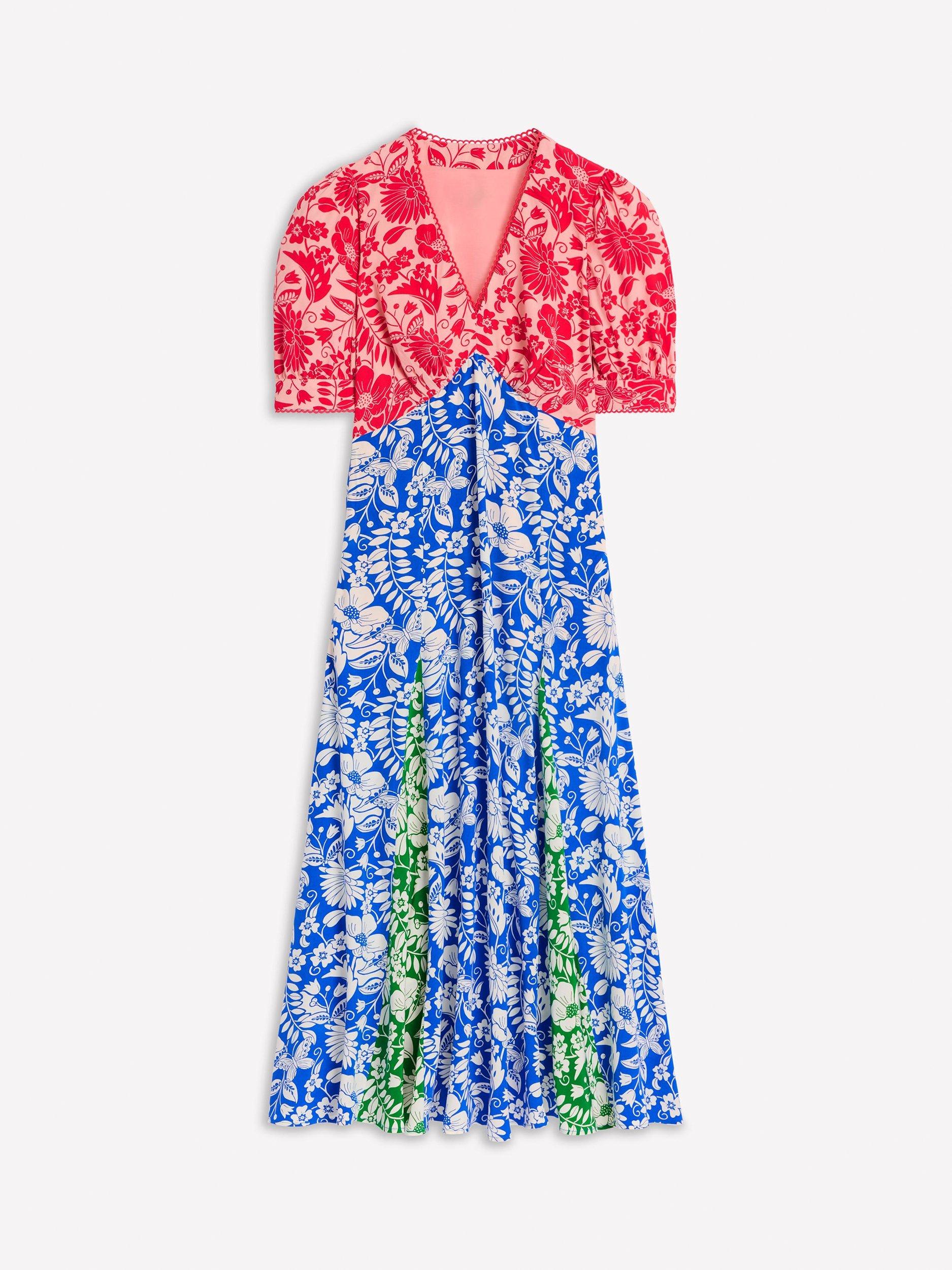Product image 5 of 5, which shows Boden Rosie Godet Floral Print Tea Dress, Multi, 8