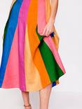 Boden Linen Stripe Godet Midi Dress