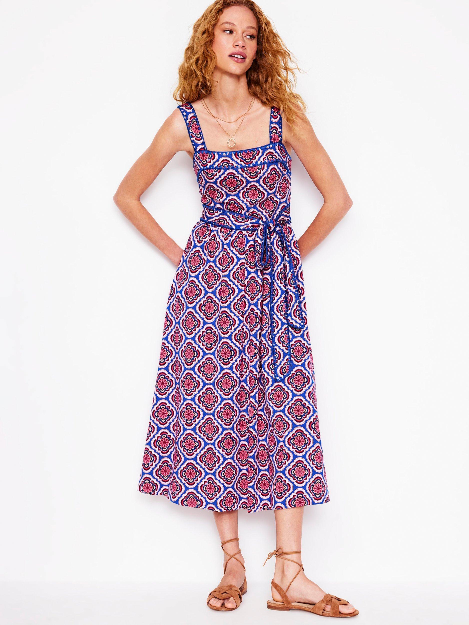 Boden Square Neck Floral Midi Dress