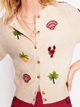 Boden Tropical Embroidered Cotton Knit Short Sleeve Cardigan