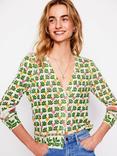 Boden Liv Floral Pure Linen Cardigan, Ivory/Multi