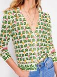 Boden Liv Floral Pure Linen Cardigan, Ivory/Multi