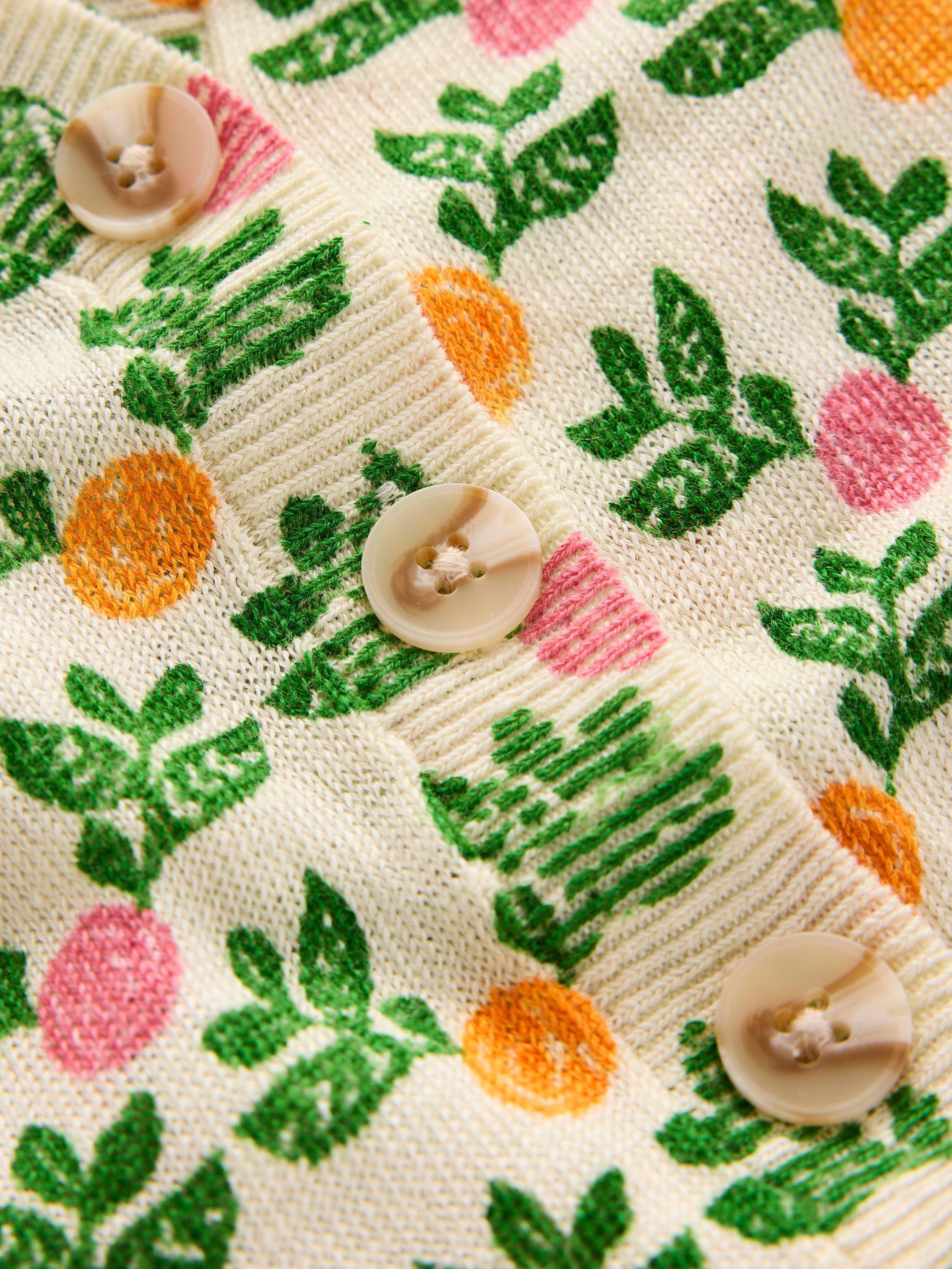 Product image 6 of 6, which shows Boden Liv Floral Pure Linen Cardigan, Ivory/Multi, XS