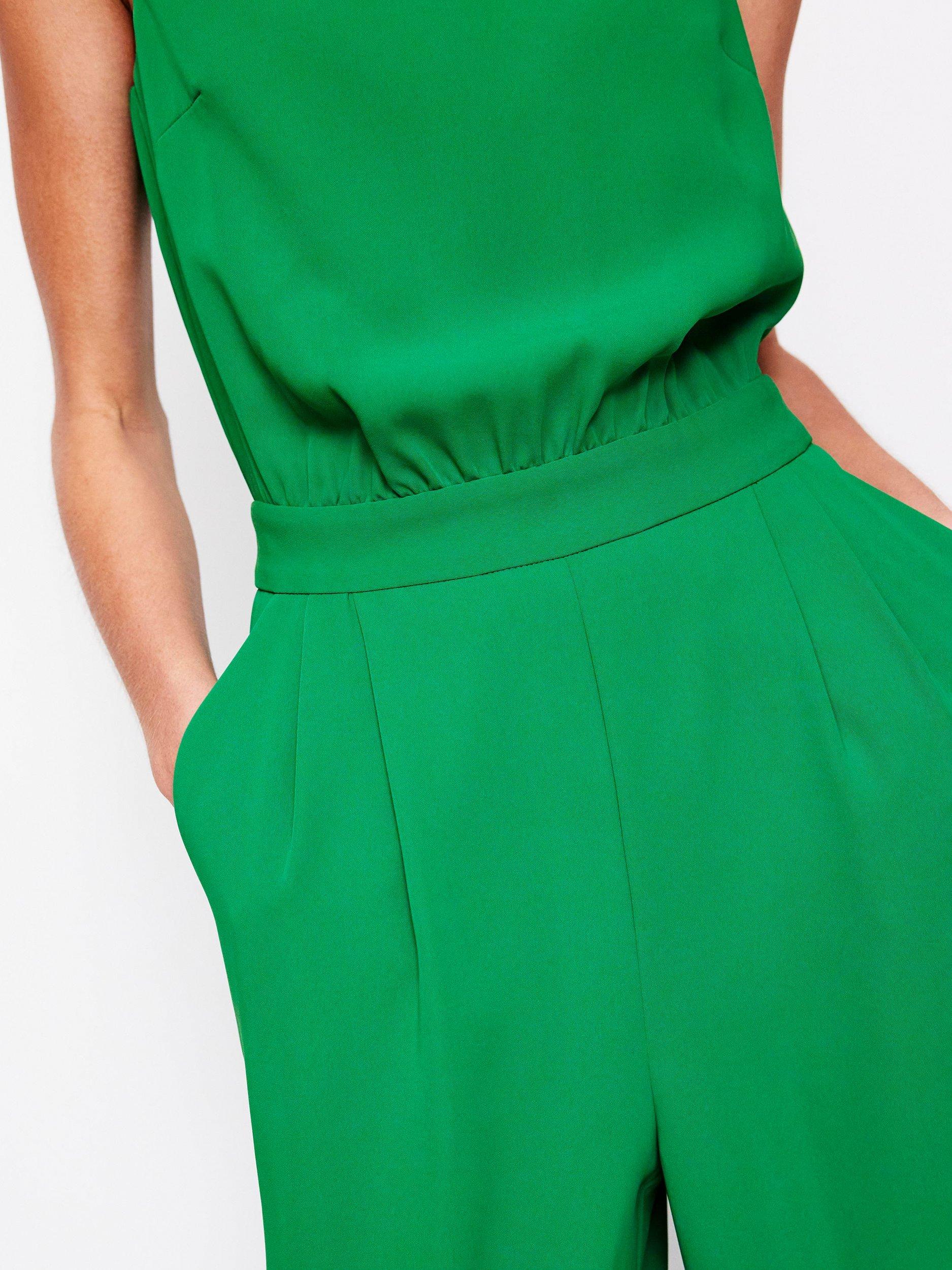 Product image 2 of 5, which shows Boden Clarissa Cinched Waist Sleeveless Jumpsuit , Rich Emerald, 8